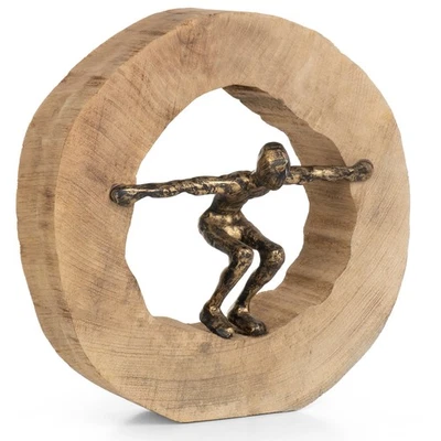 Skulptur Wage den Sprung 28 x 27,5 cm Schwarz Gold trau dich Dekoration Deko - Bild 1 von 4