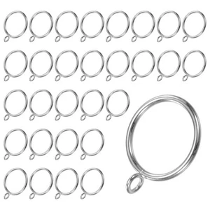 30-Pack Silver Curtain Rings W Eyelet, 1.5 Inch I D Metal Rings for Curtain - Picture 1 of 7