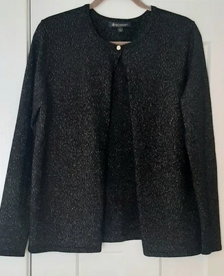 Brooks Brothers Women's Extra Fine Merino Cardigan Black Metallic Sparkle~Sz L - Image 1 of 4
