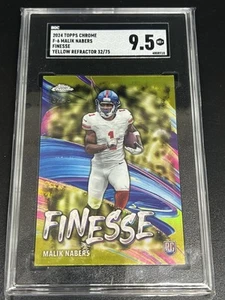 2024 Topps Chrome Malik Nabers Finesse RC Yellow Refractor /75 - Rookie SGC 9.5 - Picture 1 of 2