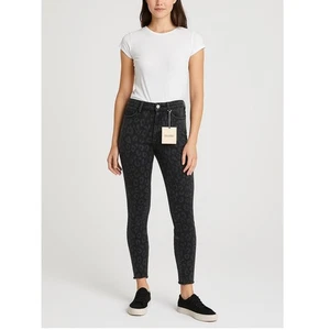 Pantalones de mezclilla para mujer DL1961 Farrow al tobillo negros con estampado de leopardo talla 26 - Imagen 1 de 13
