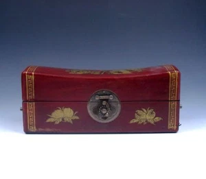 Joyero GRANDE vintage acabado cuero y madera con pájaros y flores pintadas - Imagen 1 de 8