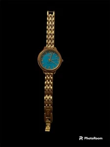 Ecclissi Sterling Silver Turquoise Dial Gold-Tone Watch, Works! Beautiful! - Picture 1 of 4