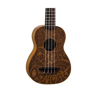 Luna Love Music Peace Mahogany Soprano Ukulele with Gig Bag, Satin Natural - Picture 1 of 4