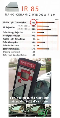 Film Teinté TLV 82% : Légal pour Vitres AV - largeur du film : 51 cm - Photo 1/3