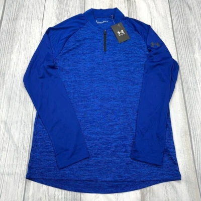 NWT UA Tech 2.0 Novelty 1/4 Zip Shirt Medium Loose Blue Under Armour Golf Mens Foto 1 de 4