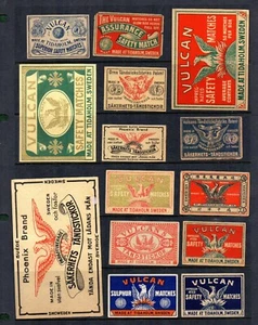 Matchbox Labels Made in SWEDEN Different Varieties of Vulcan brand Page 2. #989 - Picture 1 of 1