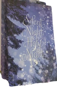 American Greetings Christmas Card Set Silent Night Glitter Vtg 13 Blue Trees - Picture 1 of 6
