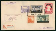 1944 Philippines Japan Occupation Registered Box Cancel Censored Stamps Cover