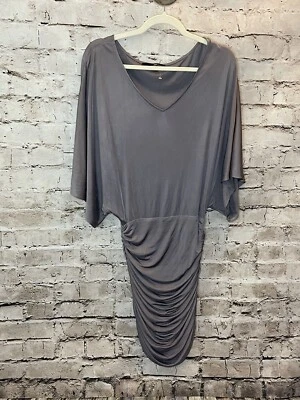 OFERTA Vestido Vaina Jay Godfrey Para Mujer Acanalado Ala de Murciélago Gris Mezcla Seda Talla 2 Foto 1 de 4