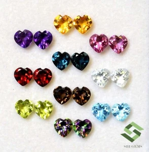 Natural Garnet, Amethyst, Topaz Mix Pairs Heart Shape 5x5 mm Lot 20 Pcs Gemstone - Picture 1 of 4