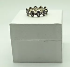 Genuine Pandora Sterling Silver Ring Flower Eternity Band Size 8 56 - Picture 1 of 3