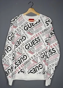 Guess Los Angeles White All Over Print Long Sleeve Sweatshirt Women’s Size M - Picture 1 of 4