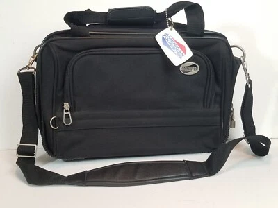 American Tourister Black Viynl Laptop Case with Shoulder Strap - Image 1 of 4