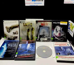 Lot 8 Used ASSORTED DVD MOVIES SAW PARANORMAL POLTERGEIST WHITE NOISE HORROR - Picture 1 of 2