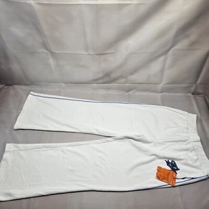 FUBU Forever 21 Large White Velour Blue Trim Track Pants Wide Leg - Picture 1 of 10
