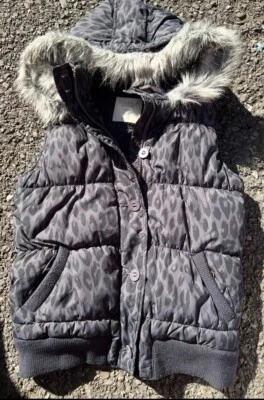 77 Kids на американский орел серый леопард печать пуховик жилет без рукавов Xl14 - Изображение 1 из 2