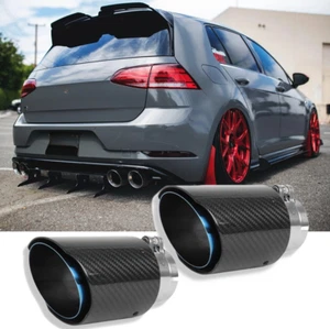 2.5" Inlet 3.5" Out Carbon Fiber Muffler Exhaust Tips Pipe For VW Golf 8 MK8 GTI - Picture 1 of 14