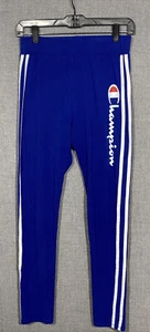 Champion Athletic Pants Womens Large Blue White Stripes Big Logo Stretchy - Picture 1 of 8