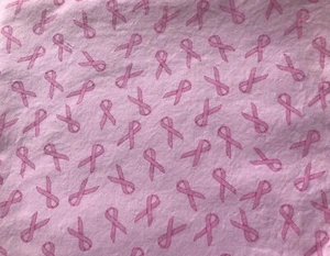Breast Cancer Awareness Pink Ribbon Cotton Quilt Fabric 1 Yard - Picture 1 of 2