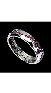 925 Sterling Silber Ring Rund Rhodolith Rubin Saphir Edelstein Schmuck - Bild 1 von 4