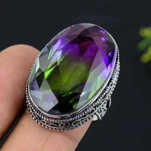 Bi-Color Tourmaline Gemstone 925 Sterling Silver Jewelry Ring Size 9 c757 - Picture 1 of 7