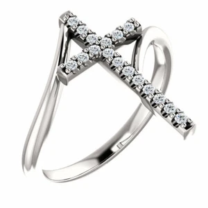 Diamond Cross Ring In 14K White Gold (1/8 ct. tw.) - Imagen 1 de 5