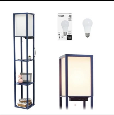 Simple Designs 3 Shelf Organizer Storage Floor Lamp with 2 Dual USB Ports - Image 1 of 2