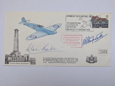 GB 1976 DOUGLAS BADER, BOB STANFORD TUCK Signed Rare '1st Flight Spitfire' Cover - Image 1 of 2