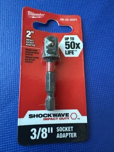 #A22 Milwaukee 3/8 in. x 2" Shockwave Impact Duty Socket Adapter, 48-32-5031 - Picture 1 of 8