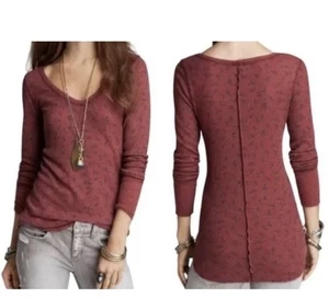 Free People Camicia Termica Cialda Terrestre Floreale Marrone Taglia L - Foto 1 di 7