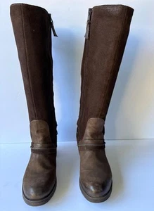 Miz Mooz hohe Reitstiefel 9 Leder Wildleder Kombi Reverse Schnürung Mavis Walnut 39 - Bild 1 von 6