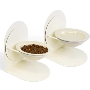 2-Pack Adjustable Cat Bowls with Magnetic Iron Stand & Ceramic Bowls – Dual H... - Picture 1 of 8