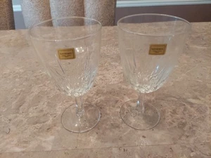 LOTE DE 2 VASOS DE AGUA VINTAGE LUMINARC FRANCE VERRERIE CRISTAL GRABADO - Imagen 1 de 4