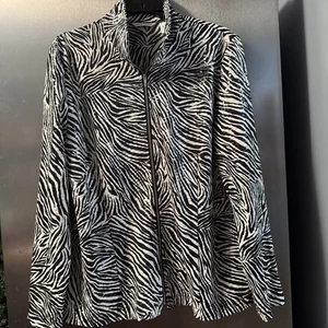 Giacca blazer Laura Ashley taglia XL stampa zebrata full zip manica lunga argento lucido - Foto 1 di 4
