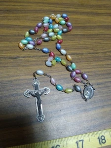 Vintage Multi Color Beaded Rosary Made In Italy - Picture 1 of 5