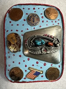 Handmade Brass Belt Buckle Nashville 2017 Pennies, Southwest Design 4x3 - Picture 1 of 9