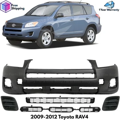 Front Bumper Cover Paintable & Fog Lights Cover Kit For 2009-2012 Toyota RAV4 — 第 1/4 张图片
