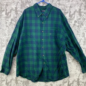 Chaps Brushed Flannel Plaid Button Down Shirt Mens 3XB/3TF tartan Long Sleeve - Picture 1 of 10