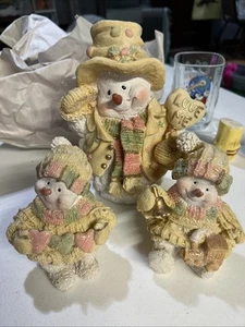 Vintage Snowmen Set Of 3 Christmas Winter - Picture 1 of 7