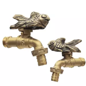 Vintage Faucet Brass Garden Tap Water Gold Fish Spigot Home Outdoor Decor Yard - Picture 1 of 6