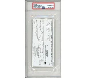 Johnny Unitas Signed Mint 10 Graded Encapsulated Check - #7872 - Picture 1 of 3
