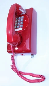 Cortelco Touch Tone VTG Wall Telephone Phone Red MCM Home Cherry Landline Rare - Picture 1 of 12