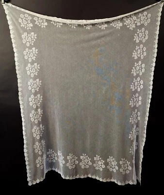 RECENCY EARLY 19TH C HAND MADE LACE VEIL SHAWL FOR DRESS - Image 1 of 4