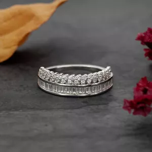 2.00ct Baguette & Marquise Cut Moissanite Wedding Band In 14K Gold Finish - Picture 1 of 6