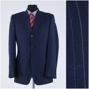 Mens Vintage Blazer 38R UK Size Striped Blue Lanificio Wool Sport Coat Jacket - Picture 1 of 12