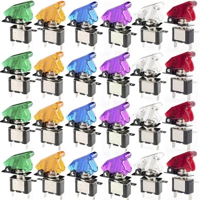 4 Stk 12V/20A KFZ Schalter Kippschalter LED Beleuchtet EIN/AUS Schutz kappe - Bild 1 von 4