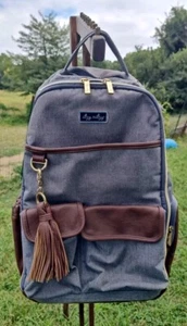 GENTLY USED ITZY RITZY BOSS DIAPER BAG GREY AND BROWN - Picture 1 of 8