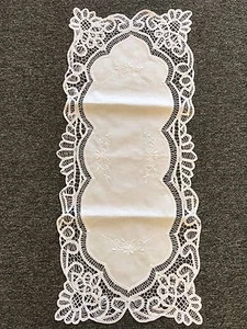 Bestickt Baumwolle Spitze Battenburg Tischset Tischläufer Hochzeit Party Bankett - Bild 1 von 5