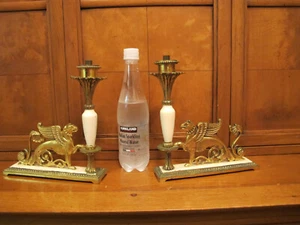 French Bronze Ormolu  Lamp Ornaments  Winged Griffin Figural   9 x 9  - Picture 1 of 12